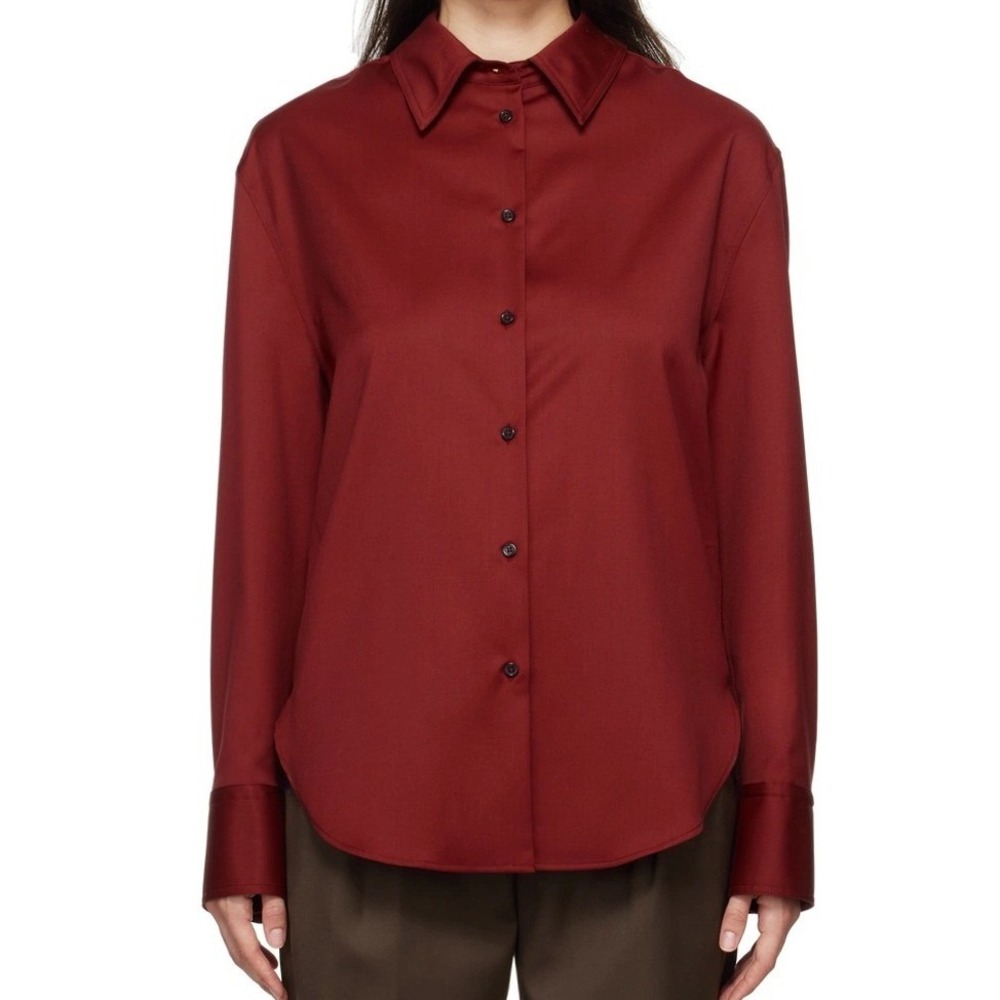 Loulou Studio  Burgundy Eliana Button Down Shirt Blouse Wool Size‎ Medium